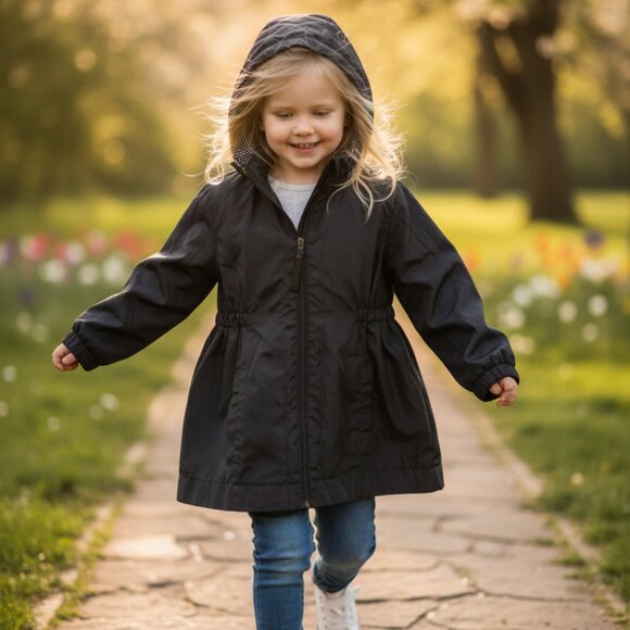 French Toast Other - French Toast Girls Black Hooded Jacket Size 12 Polka Dot Lining Cotton/Polyester
